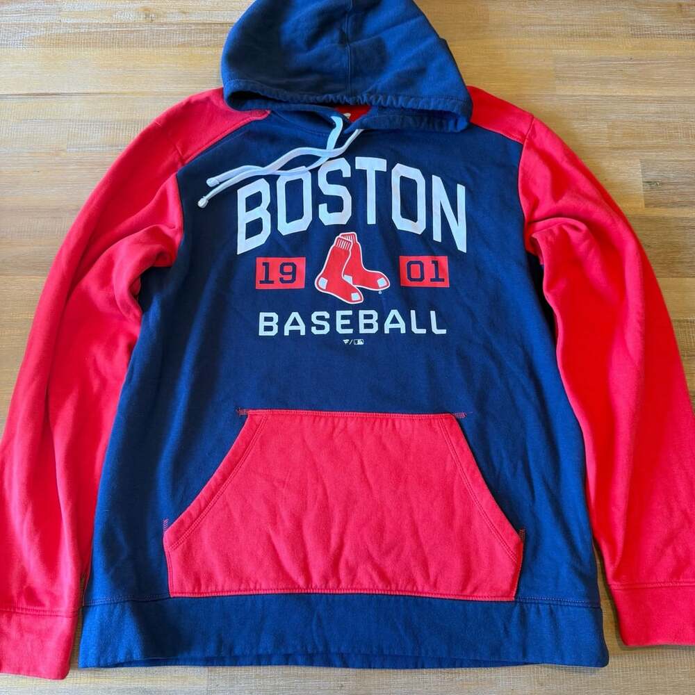 Fanatics Boston Red Sox Hoodie Men XL Blue Red 1901 Baseball Pullover Sweatshirt